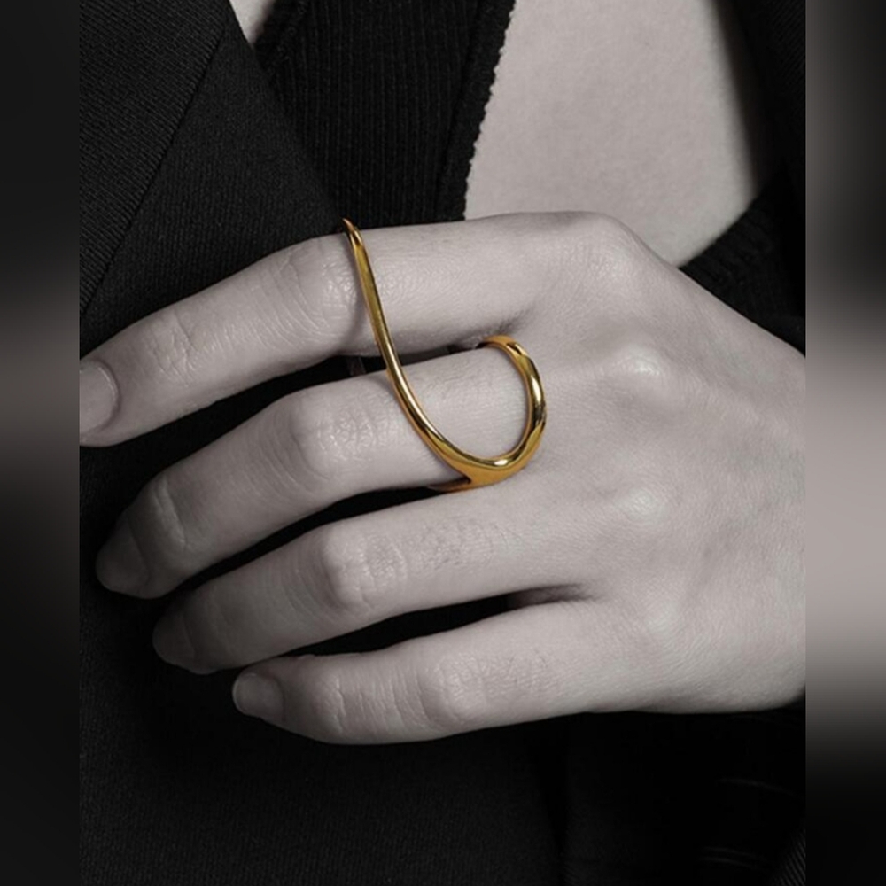 Two Finger NWT Asymmetrical Geometric Ring - Picture 4 of 7